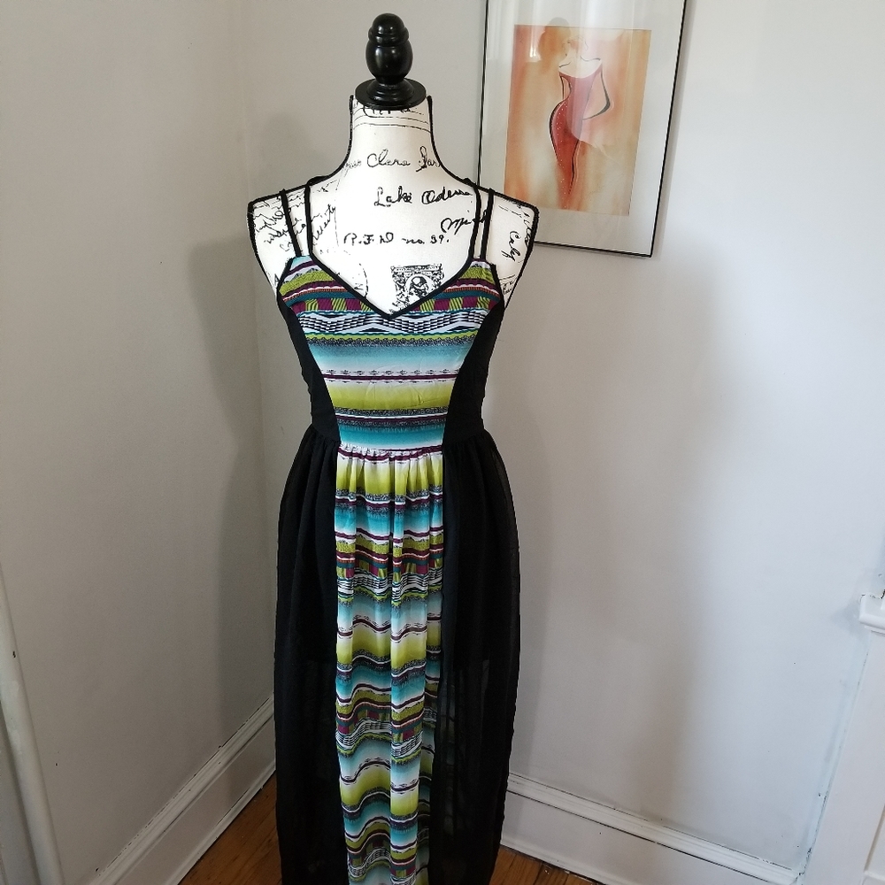 Sans Souci Chiffon Black Maxi Dress SIZE S.